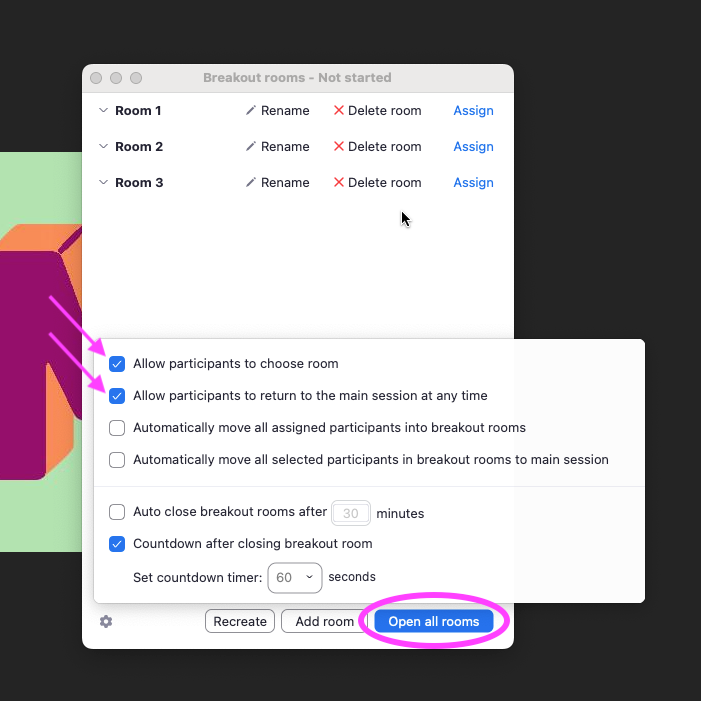 Zoom&#39;s Breakout room modal