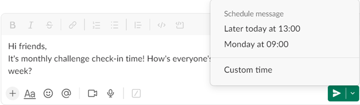 Slack schedule message